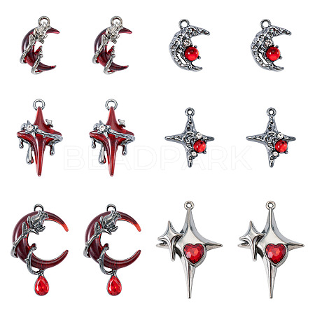 24Pcs 6 Styles Alloy Resin Pendants FIND-TA0009-58-1