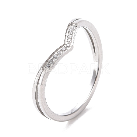 Clear Cubic Zirconia Wave Finger Ring RJEW-D120-19P-1