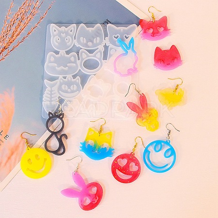 Cat Shape DIY Pendant Silicone Molds DIY-G101-01A-1