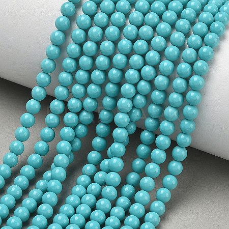 Synthetic Taiwan Turquoise Round Beads Strands G-A130-4mm-L08-1