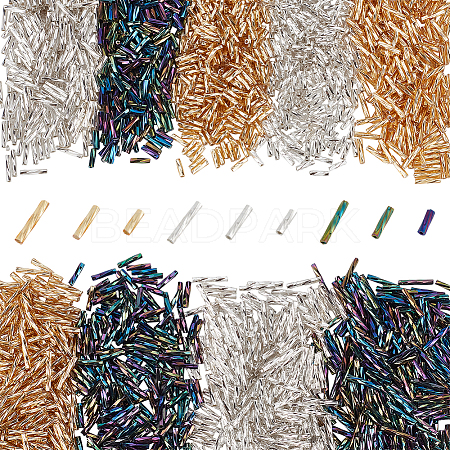1998Pcs 9 Style Glass Twisted Bugle Beads SEED-PH0001-38-1