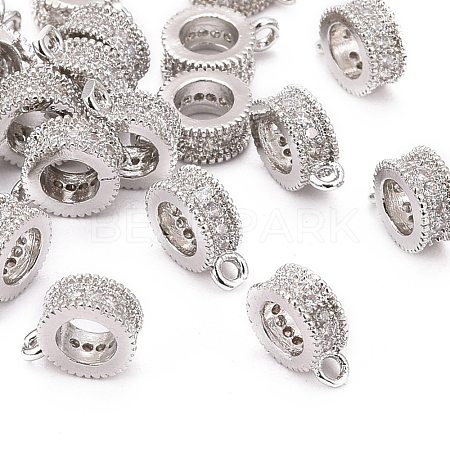 Rack Plating Brass Micro Pave Cubic Zirconia Tube Bails ZIRC-I012-05P-RS-1