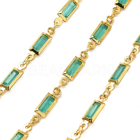 Brass Glass Rectangle Link Chains CHC-R001-01G-04-1