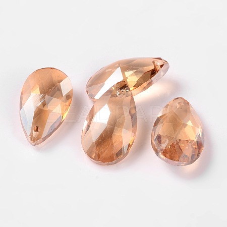 Faceted Teardrop Glass Pendants GLAA-O008-B11-1