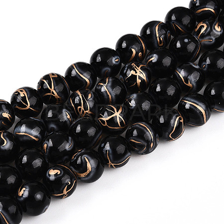 Baking Paint Glass Beads Strands DGLA-N010-10mm-10-1