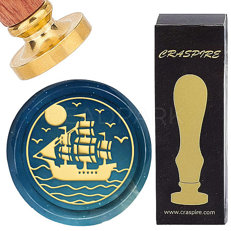 Brass Wax Seal Stamps with Wood Handle AJEW-WH0412-0206-1