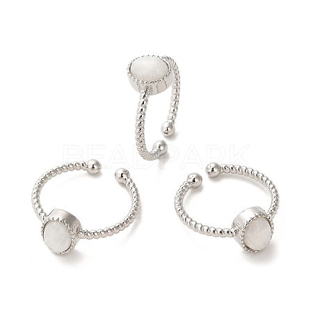Natural Moonstone Open Cuff Ring RJEW-M166-04P-A-1