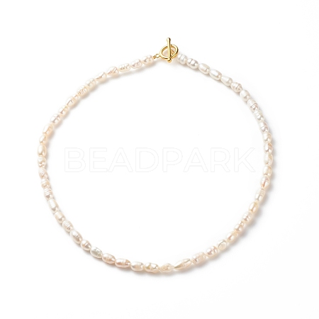 Grade A Natural Pearl Rice Beaded Necklace for Women NJEW-JN03958-1
