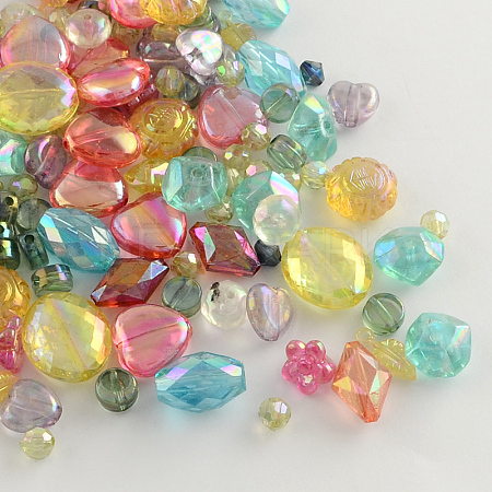 Mixed AB-Color Transparent Acrylic Beads X-MACR-R546-23-1