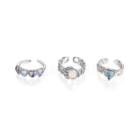 3Pcs Alloy with Rhinestone Cuff Rings FS-WGCB7EB-21-1