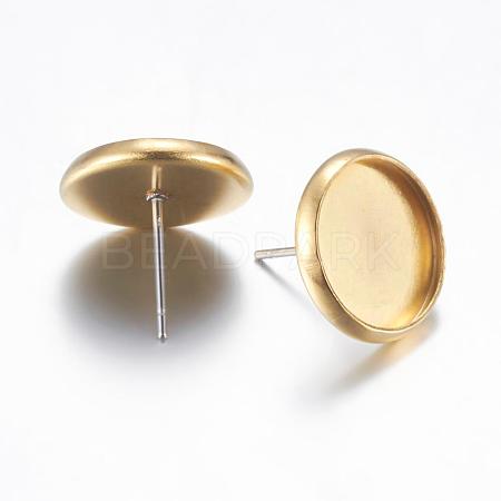 Brass Stud Earring Settings KK-G146-14mm-C-1