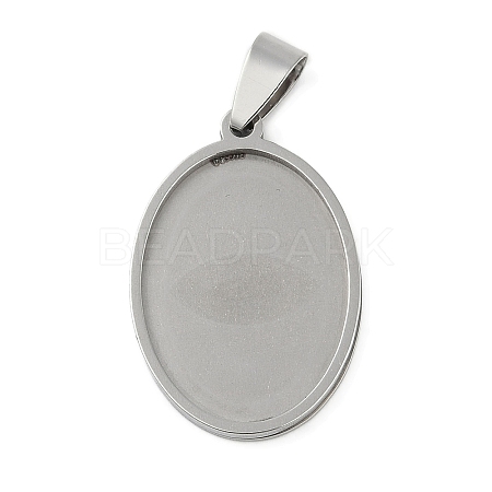 Non-Tarnish 201 Stainless Steel Pendant Cabochon Settings STAS-L279-012P-02-1