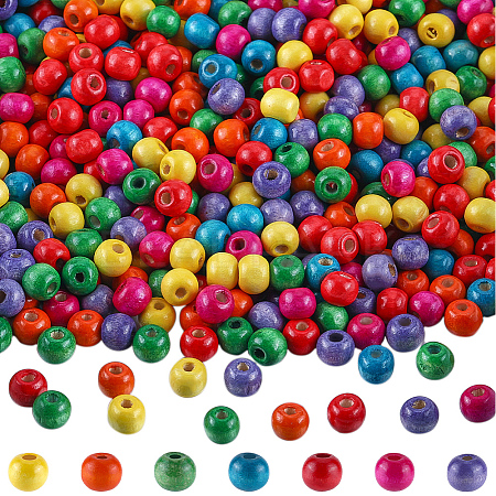 1200Pcs Dyed Natural Wood Beads WOOD-GF0002-13C-1