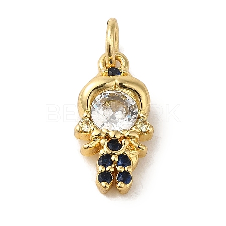 Brass Micro Pave Clear Cubic Zirconia Pendants KK-R162-021A-G-1