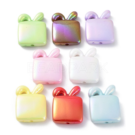 UV Plating Rainbow Iridescent Acrylic Beads OACR-A029-08-1