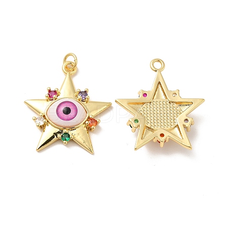 Brass Micro Pave Colorful Cubic Zirconia Pendants ZIRC-E006-05G-01-1