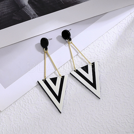 Acrylic Stripe Dangle Stud Earrings FS-WG5637F-01-1