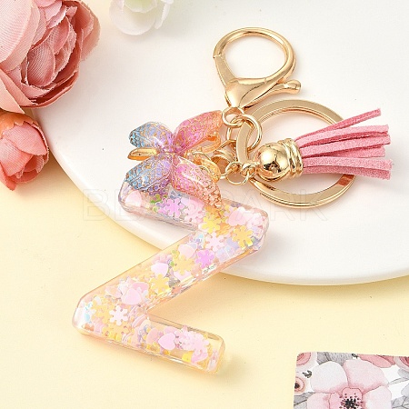 Resin & Acrylic & Faux Suede Tassel Keychain KEYC-YW00124-26-1