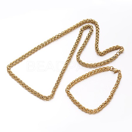 304 Stainless Steel Wheat Chain Jewelry Sets For Men SJEW-O032-04G-1