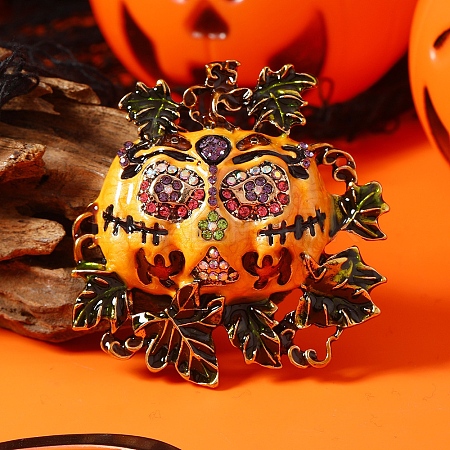 Halloween Alloy Enamel Pumpkin Brooches for Women SC0855-2-1