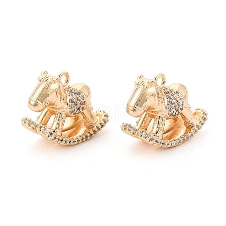 Brass Pave Clear Cubic Zirconia Pendants KK-T081-01G-1