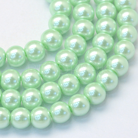 Baking Paint Pearlized Glass Pearl Round Bead Strands HY-Q003-4mm-04-1