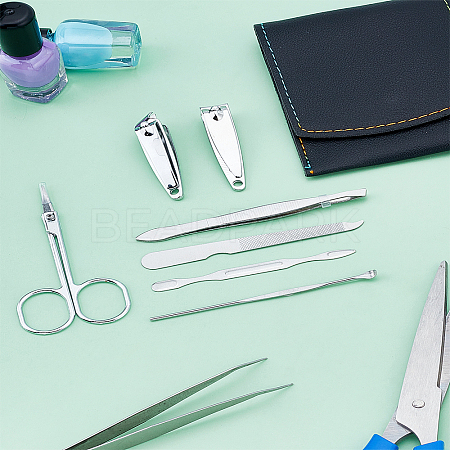 PVC Leather Case & Zinc Alloy & Carbon Steel Manicure Tools Sets: EarPicks MRMJ-WH0086-62B-1