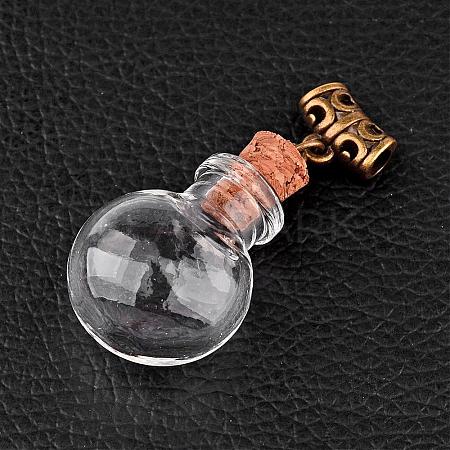 Round Glass Bottle Pendants for Bead Containers PALLOY-JF00168-04-1