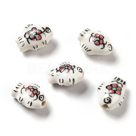 Handmade Printed Porcelain Beads PORC-F005-03D-1
