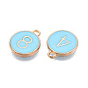 Light Gold Plated Alloy Enamel Charms ENAM-T010-05G-01-2