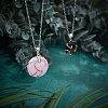 2Pcs 2 Styles Oval & Heart 925 Sterling Silver Pendant Cabochon Settings STER-NB0001-09-4