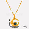 304 Stainless Steel Pave Natural Paua Shell Crescent Moon Pendant Necklaces ZQ6791-3-2