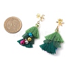 Polycotton Tassels Christmas Tree & Bell Stud Dangle Earring EJEW-JE06076-3