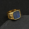 304 Stainless Steel with Natural Lapis Lazuli Finger Rings FS-WG06E27-11-1