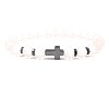8MM Round Frosted Natural White Jade Beaded Stretch Bracelets with Synthetic Non-magnetic Hematite Cross FA1012-13-1