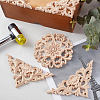 SUPERFINDINGS 5Pcs Rubber Wooden Carved Decor Applique WOOD-FH0001-87-5