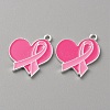 Breast Cancer Pink Awareness Ribbon Theme Alloy Enamel Pendants ENAM-WH0057-50B-1