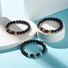 Natural Lava Rock Round Beads Essential Oil Anxiety Aromatherapy Bracelets X1-BJEW-JB06921-5