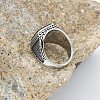 304 Stainless Steel with Natural Black Agate Finger Rings FS-WG67565-04-2