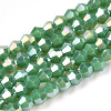 Opaque Solid Color Electroplate Glass Beads Strands EGLA-A039-P2mm-B08-1