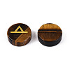 Brass Elder Futhark Alphabet Engraved Symbol Flat Round Natural Tiger Eye Rune Stones G-I373-01L-2