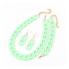 Acrylic Curb Chain Chain Necklaces & Dangle Earrings & Bracelets Sets FS-WGA399B-13-1