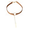Black Velvet Choker Brass & Iron Rectangle Pendant Necklaces for Women FS-WGDB652-02-4