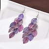 430 Stainless Steel Leaf Dangle Earrings EJEW-A137-08P-01-2