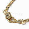 Cubic Zirconia Leopard Pendant Necklace with Brass Curb Chains for Women NJEW-G096-01G-03-2