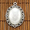 DIY Tibetan Style Pendant Cabochon Settings and Oval Transparent Clear Glass Cabochons TIBEP-MSMC021-38AS-NR-2