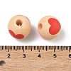 Valentine's Day Spray Painted & Printed Wood European Beads WOOD-L023-03K-3