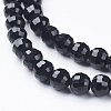 Faceted Black Glass Round Bead Strands X-GLAA-R095-6mm-08-2