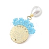 Glass Seed Beaded & ABS Plastic Imitation Pearl & Glass Pendants PALLOY-MZ01380-01-2