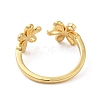 Rack Plating Brass Flower Open Cuff Rings for Women RJEW-M148-07G-2